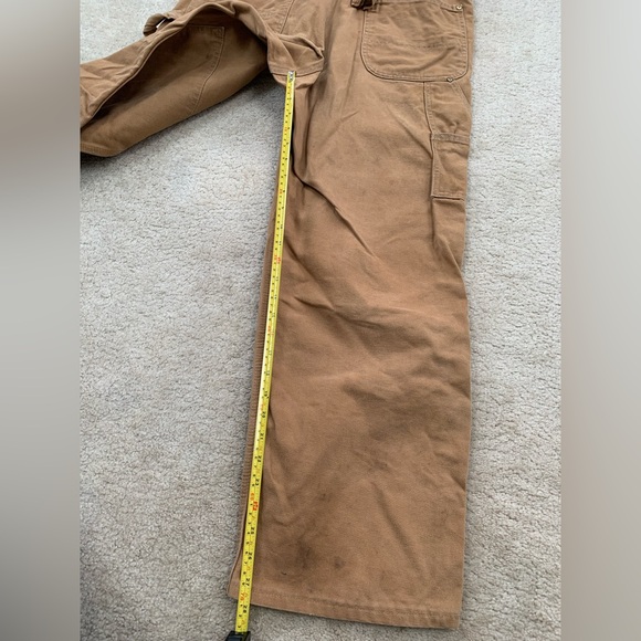 Vintage Carhartt 38x30 Double Knee Overalls Tan Duck Canvas USA Union Made 6FB - Picture 13 of 14